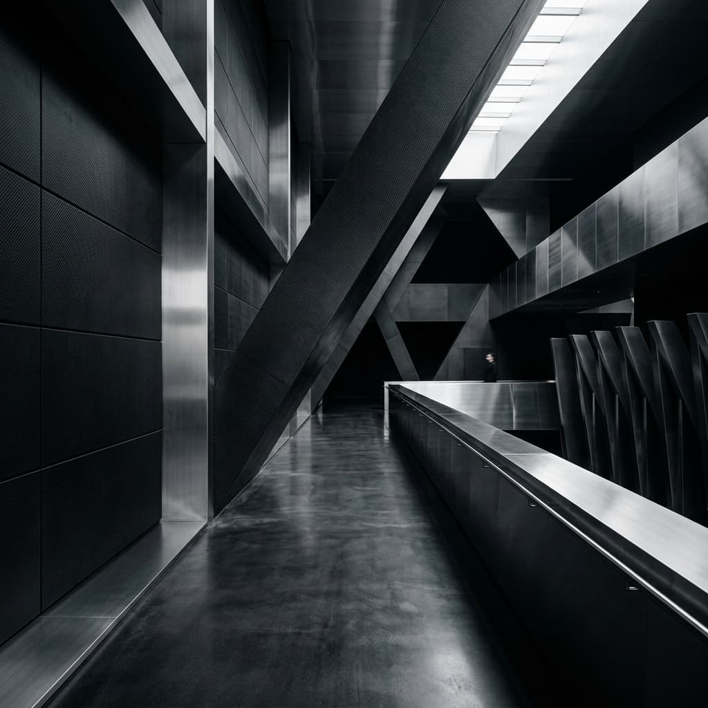 Abstract minimalist metallic environment